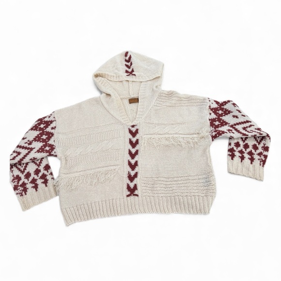 POL Urban Bohemi Weave Fringe Hooded Sweater – Size M - Picture 2 of 6